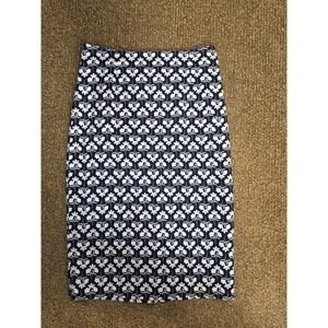 Boden Blue and White Floral Midi Skirt Women's Sz 6R Long Tall Office Work